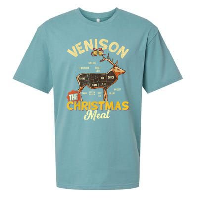 Venison Meat Chart The Christmas Meat Deer Hunter Hunting Sueded Cloud Jersey T-Shirt