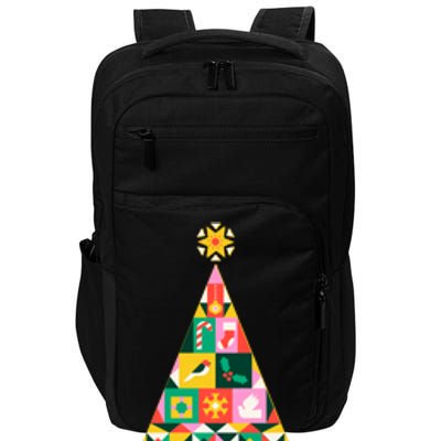 Vintage Merry Christmas Pattern Tree Impact Tech Backpack