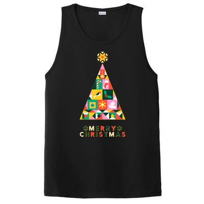 Vintage Merry Christmas Pattern Tree PosiCharge Competitor Tank