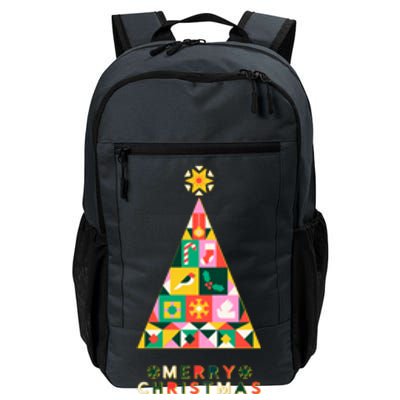 Vintage Merry Christmas Pattern Tree Daily Commute Backpack