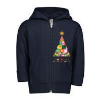 Vintage Merry Christmas Pattern Tree Toddler Zip Fleece Hoodie