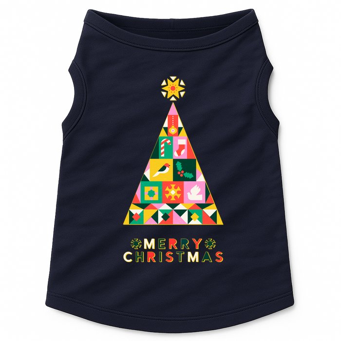 Vintage Merry Christmas Pattern Tree Doggie Tank