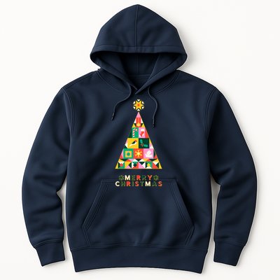 Vintage Merry Christmas Pattern Tree Hoodie