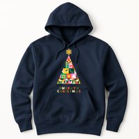 Vintage Merry Christmas Pattern Tree Hoodie