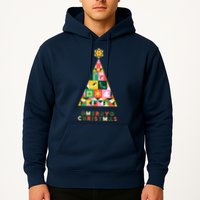 Vintage Merry Christmas Pattern Tree Hoodie