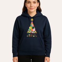 Vintage Merry Christmas Pattern Tree Hoodie