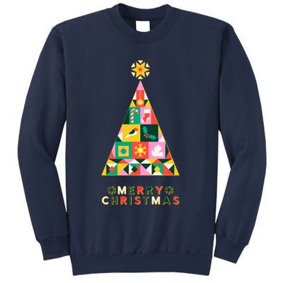 Vintage Merry Christmas Pattern Tree Sweatshirt