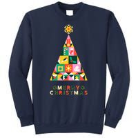 Vintage Merry Christmas Pattern Tree Sweatshirt