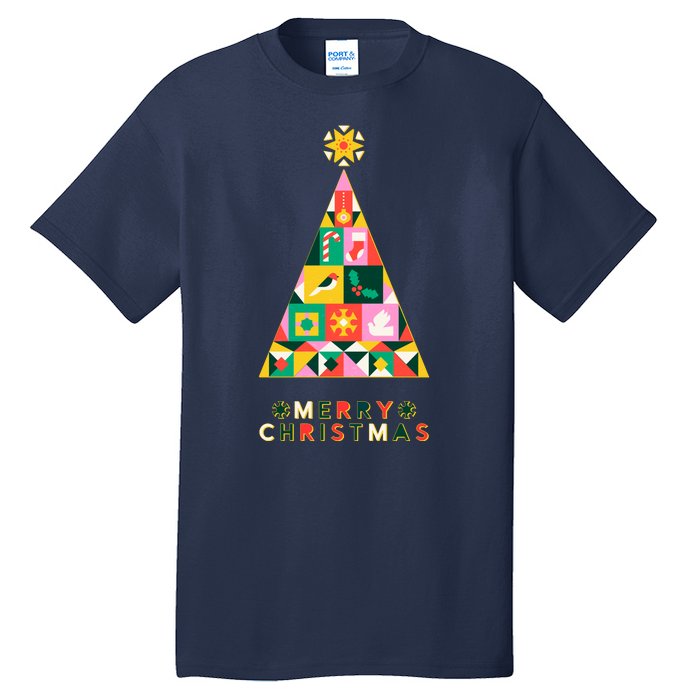 Vintage Merry Christmas Pattern Tree Tall T-Shirt