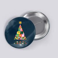 Vintage Merry Christmas Pattern Tree Button