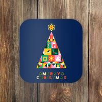 Vintage Merry Christmas Pattern Tree Coaster