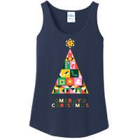 Vintage Merry Christmas Pattern Tree Ladies Essential Tank