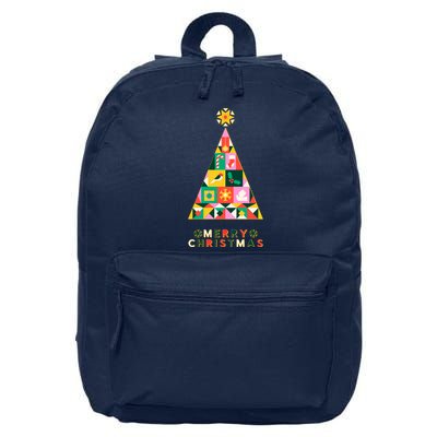 Vintage Merry Christmas Pattern Tree 16 in Basic Backpack