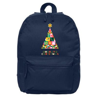 Vintage Merry Christmas Pattern Tree 16 in Basic Backpack