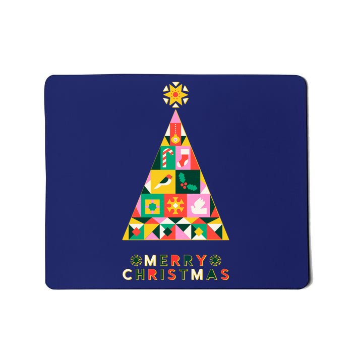 Vintage Merry Christmas Pattern Tree Mousepad