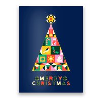 Vintage Merry Christmas Pattern Tree Poster