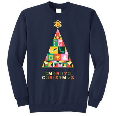 Vintage Merry Christmas Pattern Tree Tall Sweatshirt