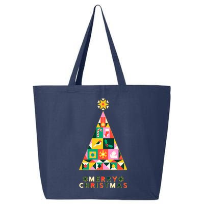 Vintage Merry Christmas Pattern Tree 25L Jumbo Tote