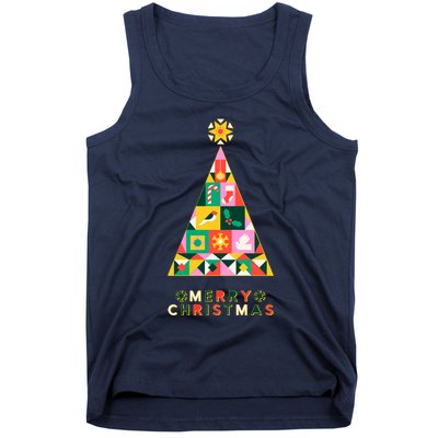 Vintage Merry Christmas Pattern Tree Tank Top