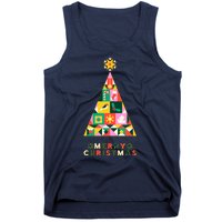 Vintage Merry Christmas Pattern Tree Tank Top