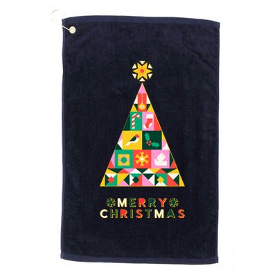 Vintage Merry Christmas Pattern Tree Golf Towel