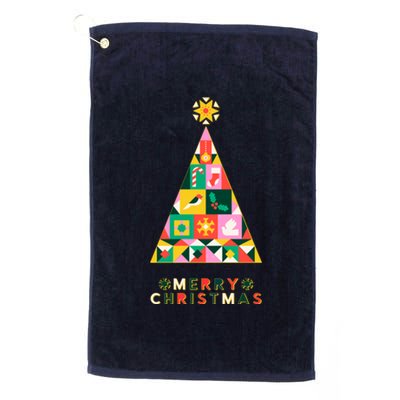 Vintage Merry Christmas Pattern Tree Platinum Collection Golf Towel