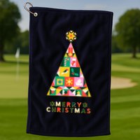 Vintage Merry Christmas Pattern Tree Golf Towel