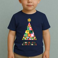 Vintage Merry Christmas Pattern Tree Toddler T-Shirt