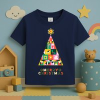 Vintage Merry Christmas Pattern Tree Toddler T-Shirt