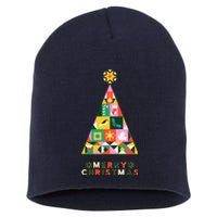 Vintage Merry Christmas Pattern Tree Short Acrylic Beanie