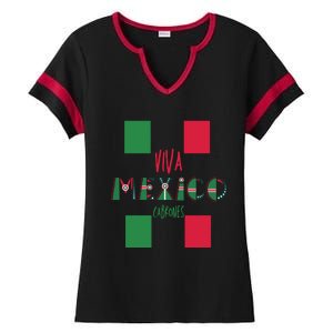 Viva Mexico Cabrones Funny Mexico Flag Ladies Halftime Notch Neck Tee