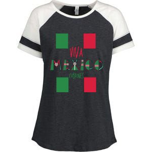 Viva Mexico Cabrones Funny Mexico Flag Enza Ladies Jersey Colorblock Tee