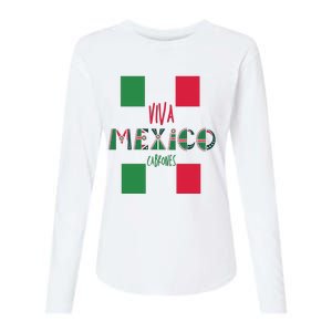 Viva Mexico Cabrones Funny Mexico Flag Womens Cotton Relaxed Long Sleeve T-Shirt