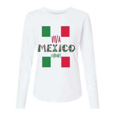 Viva Mexico Cabrones Funny Mexico Flag Womens Cotton Relaxed Long Sleeve T-Shirt