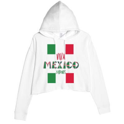 Viva Mexico Cabrones Funny Mexico Flag Crop Fleece Hoodie