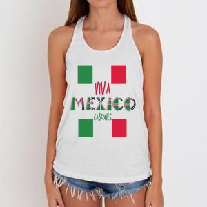 Viva Mexico Cabrones Funny Mexico Flag Women's Knotted Racerback Tank