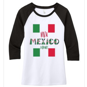 Viva Mexico Cabrones Funny Mexico Flag Women's Tri-Blend 3/4-Sleeve Raglan Shirt