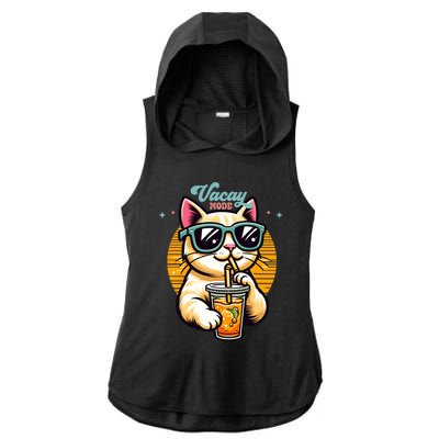 Vacay Mode Cute Cat Sunglasses Funny Family Vacation Trip Gift Ladies PosiCharge Tri-Blend Wicking Draft Hoodie Tank