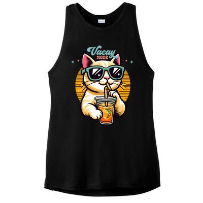 Vacay Mode Cute Cat Sunglasses Funny Family Vacation Trip Gift Ladies PosiCharge Tri-Blend Wicking Tank