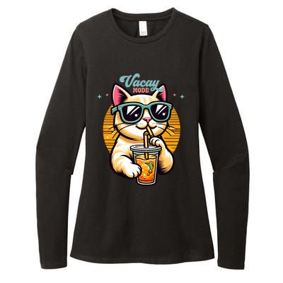 Vacay Mode Cute Cat Sunglasses Funny Family Vacation Trip Gift Womens CVC Long Sleeve Shirt