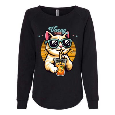 Vacay Mode Cute Cat Sunglasses Funny Family Vacation Trip Gift Womens California Wash Sweatshirt