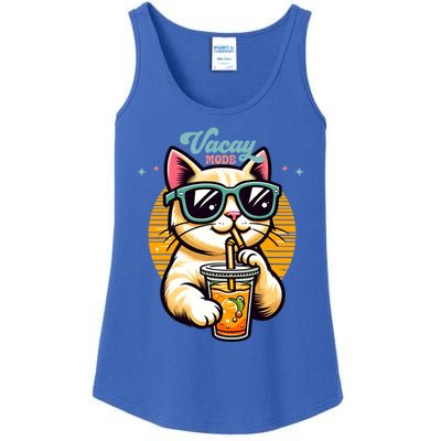 Vacay Mode Cute Cat Sunglasses Funny Family Vacation Trip Gift Ladies Essential Tank