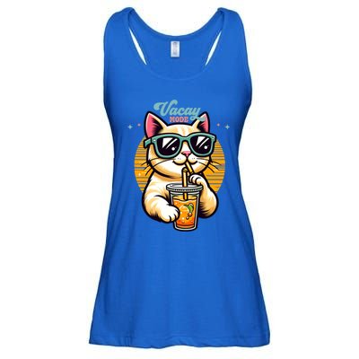 Vacay Mode Cute Cat Sunglasses Funny Family Vacation Trip Gift Ladies Essential Flowy Tank