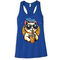 Vacay Mode Cute Cat Sunglasses Funny Family Vacation Trip Gift Women's Racerback Tank