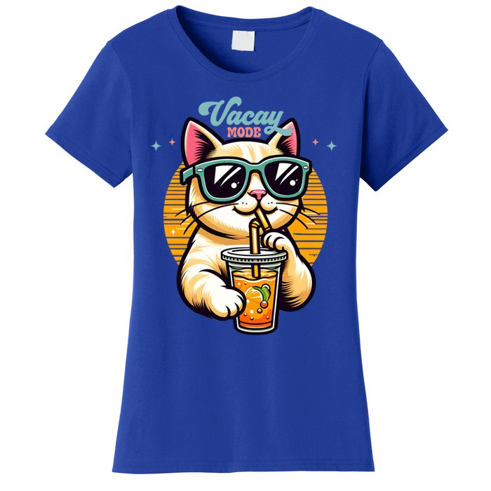 Vacay Mode Cute Cat Sunglasses Funny Family Vacation Trip Gift Women's T-Shirt