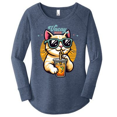 Vacay Mode Cute Cat Sunglasses Funny Family Vacation Trip Gift Women's Perfect Tri Tunic Long Sleeve Shirt