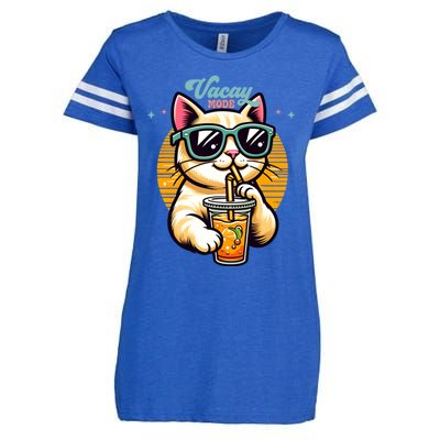 Vacay Mode Cute Cat Sunglasses Funny Family Vacation Trip Gift Enza Ladies Jersey Football T-Shirt