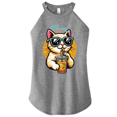 Vacay Mode Cute Cat Sunglasses Funny Family Vacation Trip Gift Women's Perfect Tri Rocker Tank