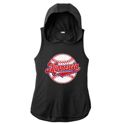 Vintage Minnesota Cityscape Baseball Lover Player And Fans Ladies PosiCharge Tri-Blend Wicking Draft Hoodie Tank