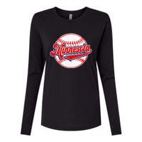 Vintage Minnesota Cityscape Baseball Lover Player And Fans Womens Cotton Relaxed Long Sleeve T-Shirt